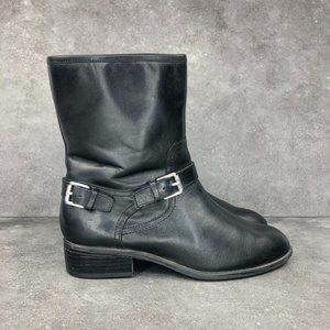 Lauren Ralph Lauren Mesi Leather Mid Calf Boot, Black, Women's 6.5